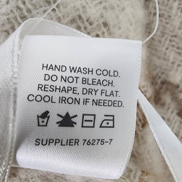 Liz Claiborne Belted Poncho Wrap Womens One Size OS Fringe Plaid Neutral Ivory - Picture 12 of 12